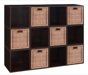 Niche Cubo Storage Set  - 12 Cubes and 6 Wicker Baskets - Truffle/Natural