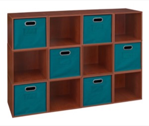 Niche Cubo Storage Set  - 12 Cubes and 6 Canvas Bins - Cherry/Teal