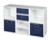 Niche Cubo Storage Set - 4 Full Cubes/4 Half Cubes with Foldable Storage Bins - White Wood Grain/Blue