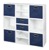 Niche Cubo Storage Set - 6 Full Cubes/6 Half Cubes with Foldable Storage Bins - White Wood Grain/Blue