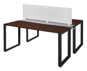 Structure 60" x 24" Benching System with Privacy Divider  - Cherry/ Black