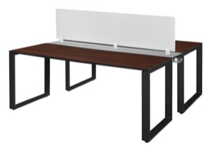 Structure 72" x 24" Benching System with Privacy Divider  - Cherry/ Black