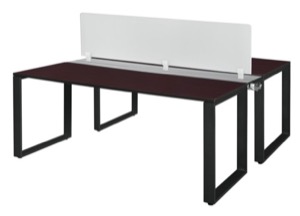Structure 72" x 24" Benching System with Privacy Divider  - Mahogany/ Black
