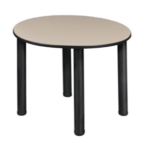 Kee 30" Round Slim Table  - Beige/ Black