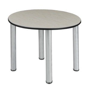 Kee 30" Round Slim Table  - Maple/ Chrome