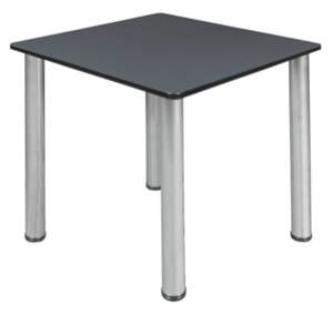 Kee 30" Square Slim Table  - Grey/ Chrome