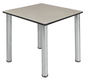 Kee 30" Square Slim Table  - Maple/ Chrome