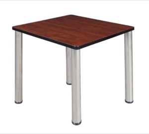 Kee 30" Square Breakroom Table - Cherry/ Chrome