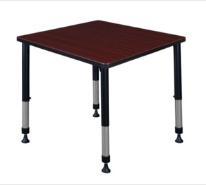 Kee 30" Square Height Adjustable Classroom Table  - Mahogany