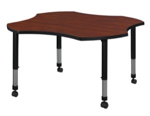 48" Clover Shaped Height Adjustable Classroom Table - Cherry