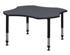 48" Clover Shaped Height Adjustable Classroom Table - Grey