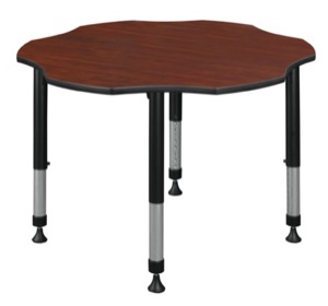 60" Flower Shaped Height Adjustable Classroom Table - Cherry