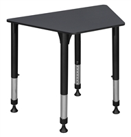 36" x 23" x 19" Trapezoid Height Adjustable School Desk - Grey