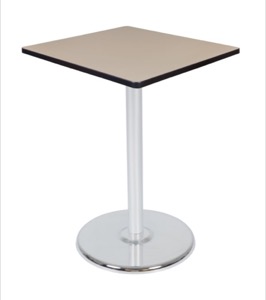 Via Cafe High-Top 30" Square Platter Base Table - Beige/Chrome