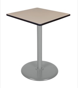Via Cafe High-Top 30" Square Platter Base Table - Beige/Grey