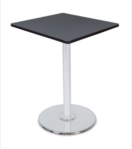 Via Cafe High-Top 30" Square Platter Base Table - Grey/Chrome