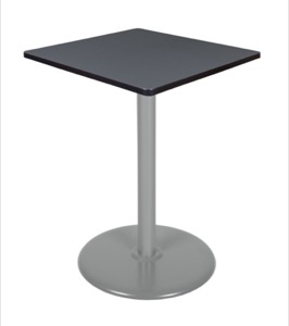 Via Cafe High-Top 30" Square Platter Base Table - Grey/Grey