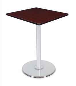 Via Cafe High-Top 30" Square Platter Base Table - Mahogany/Chrome