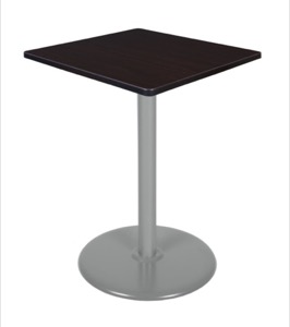 Via Cafe High-Top 30" Square Platter Base Table - Mocha Walnut/Grey
