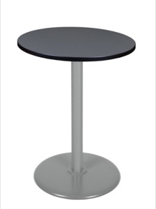 Via Cafe High-Top 30" Round Platter Base Table - Grey/Grey