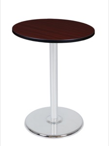 Via Cafe High-Top 30" Round Platter Base Table - Mahogany/Chrome