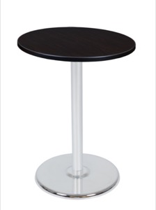 Via Cafe High-Top 30" Round Platter Base Table - Mocha Walnut/Chrome