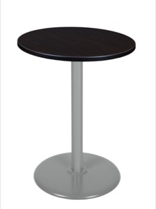 Via Cafe High-Top 30" Round Platter Base Table - Mocha Walnut/Grey