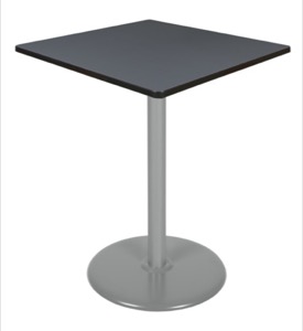 Via Cafe High-Top 36" Square Platter Base Table - Grey/Grey