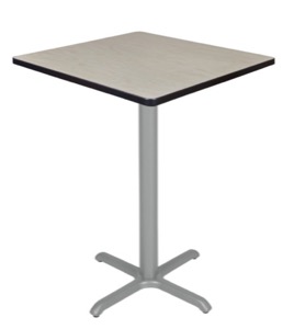 Via Cafe High 30" Square X-Base Table - Maple/Grey