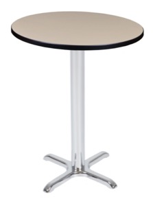 Via Cafe High 30" Round X-Base Table - Beige/Chrome