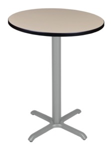 Via Cafe High 30" Round X-Base Table - Beige/Grey