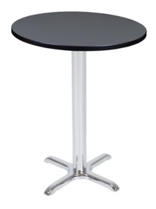 Via Cafe High 30" Round X-Base Table - Grey/Chrome