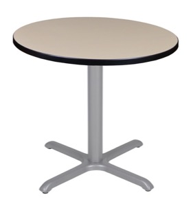 Via 30" Round X-Base Table - Beige/Grey