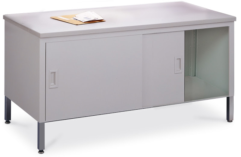 Mayline Mailflow Storage Table with Sliding Doors