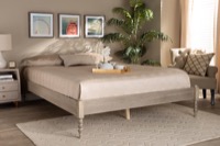 Baxton Studio Cielle French Bohemian Antique White Oak Finished Wood King Size Platform Bed Frame
