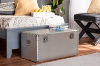 Baxton Studio Serge French Industrial Silver Metal Storage Trunk
