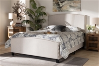 Baxton Studio Morgan Modern Transitional Beige Fabric Upholstered King Size Panel Bed