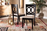 Baxton Studio Lenoir Modern and Contemporary Sand Fabric Upholstered Espresso Brown Finished Wood 2-Piece Dining Chair Set Set