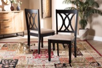 Baxton Studio Reneau Modern and Contemporary Sand Fabric Upholstered Espresso Brown Finished Wood 2-Piece Dining Chair Set Set