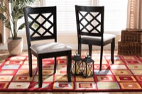 Baxton Studio Verner Modern and Contemporary Grey Fabric Upholstered and Dark Brown Finished Wood 2-Piece Dining Chair Set