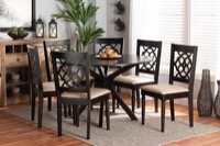 Baxton Studio Sadie Modern and Contemporary Sand Fabric Upholstered and Dark Brown Finished Wood 7-Piece Dining Set