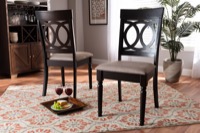 Baxton Studio Lucie Modern and Contemporary Sand Fabric Upholstered and Espresso Brown Finished Wood 2-Piece Dining Chair Set Set