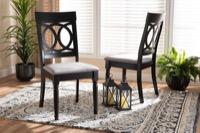Baxton Studio Lucie Modern and Contemporary Grey Fabric Upholstered and Espresso Brown Finished Wood 2-Piece Dining Chair Set