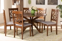 Baxton Studio Sadie Modern and Contemporary Grey Fabric Upholstered and Walnut Brown Finished Wood 7-Piece Dining Set