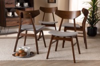 Baxton Studio Danica Mid-Century Modern Transitional Light Grey Fabric Upholstered and Walnut Brown Finished Wood 4-Piece Dining Chair Set