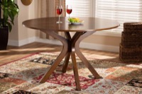 Baxton Studio Kenji Modern and Contemporary Walnut Brown Finished 45-Inch-Wide Round Wood Dining Table