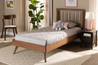 Baxton Studio Toru Mid-Century Modern Ash Walnut Finished Wood Twin Size Platform Bed