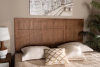 Baxton Studio Monroe Modern Transitional and Rustic Ash Walnut Finished Wood King Size Headboard