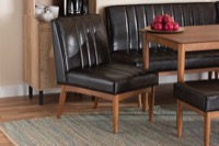 Baxton Studio Daymond Mid-Century Modern Dark Brown Faux Leather Upholstered and Walnut Brown Finished Wood Dining Chair