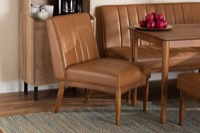 Baxton Studio Daymond Mid-Century Modern Tan Faux Leather Upholstered and Walnut Brown Finished Wood Dining Chair